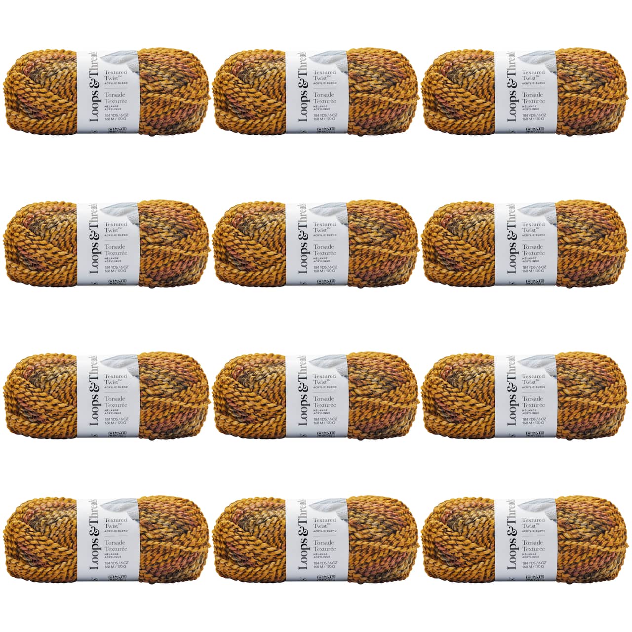 12 Pack: Textured Twist™ Yarn by Loops & Threads®